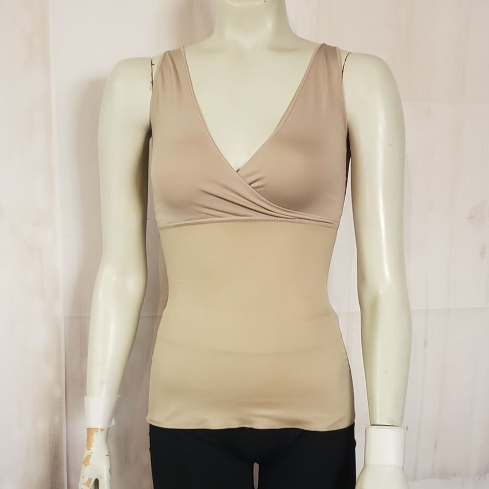 SPANX BY SARA BLAKELY NUDE V NECK CRISS CROSS SM